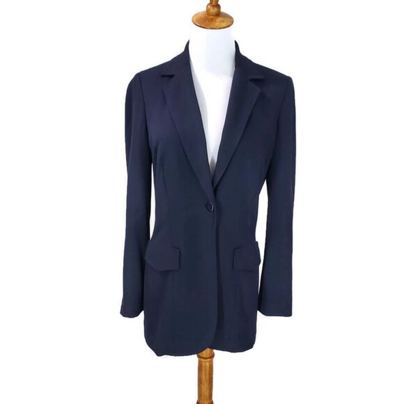Peace of Cloth Panticular 1 Button Jacket Blazer Navy Size 4 Office Preppy Work - Picture 1 of 10